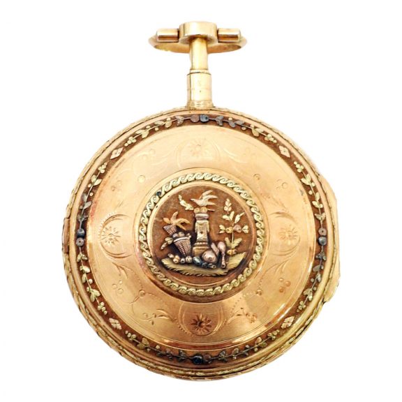 French open faced pocket watch in three shades of gold Circa 1795
