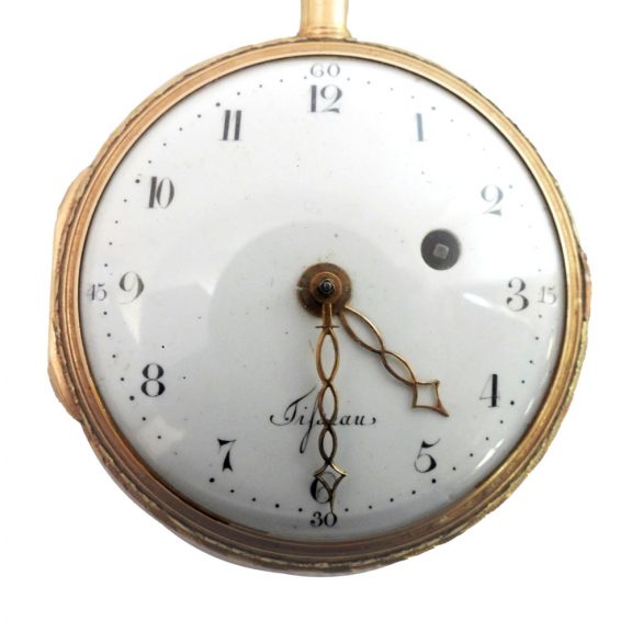 French open faced pocket watch in three shades of gold Circa 1795 French open faced pocket watch in three shades of gold Circa 1795