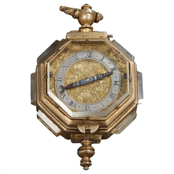 English silver vermeil and rock crystal octagonal watch Circa 1650