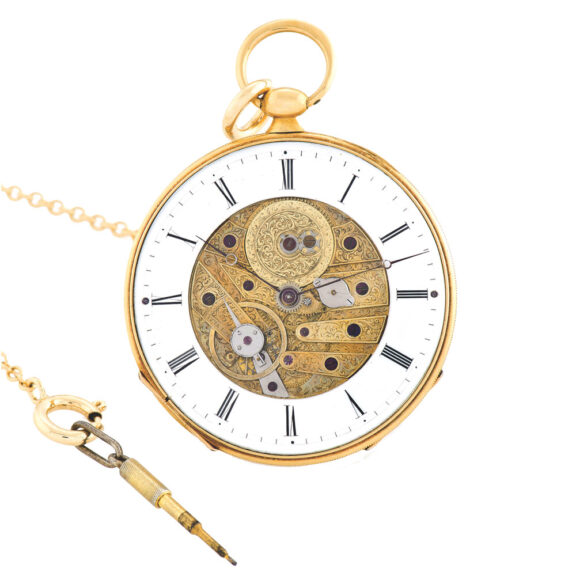 Swiss bagnolet calibre ultra thin watch with visible movement Circa 1840
