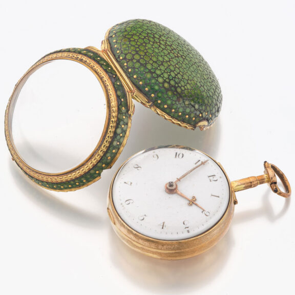 English gilt and shagreen pair cased watch Circa 1775 English gilt and shagreen pair cased watch Circa 1775