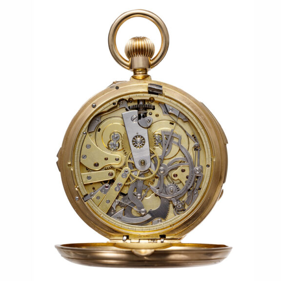 Swiss gold Audemars watch with three complications Circa 1880 Swiss gold Audemars watch with three complications Circa 1880
