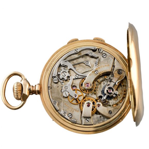Swiss gold lever with split seconds chronograph Circa 1900 Swiss gold lever with split seconds chronograph Circa 1900