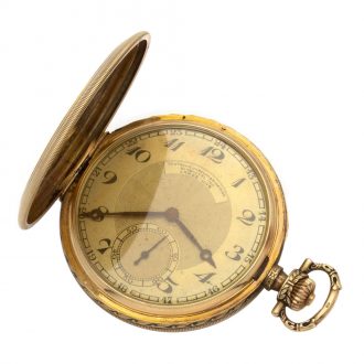 German 14K gold hunting cased keyless lever watch Circa 1925