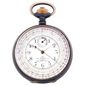 Swiss gunmetal double dial tachymeter chronograph Circa 1906