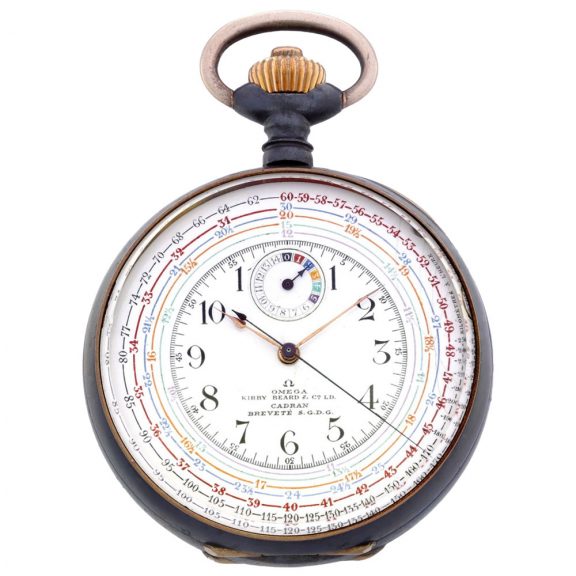 Swiss gunmetal double dial tachymeter chronograph Circa 1906