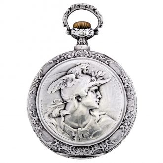 Swiss silver Art Nouveau watch with chased decoration Circa 1904