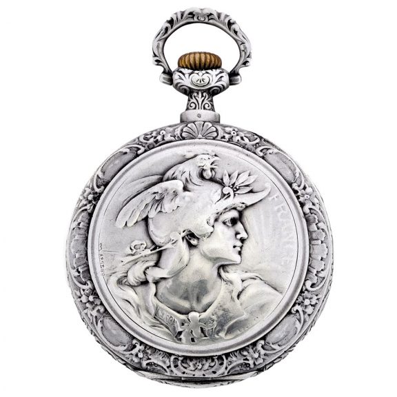 Swiss silver Art Nouveau watch with chased decoration Circa 1904