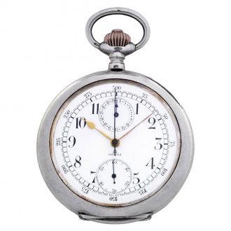 Swiss silver open faced military chronograph watch Circa 1909
