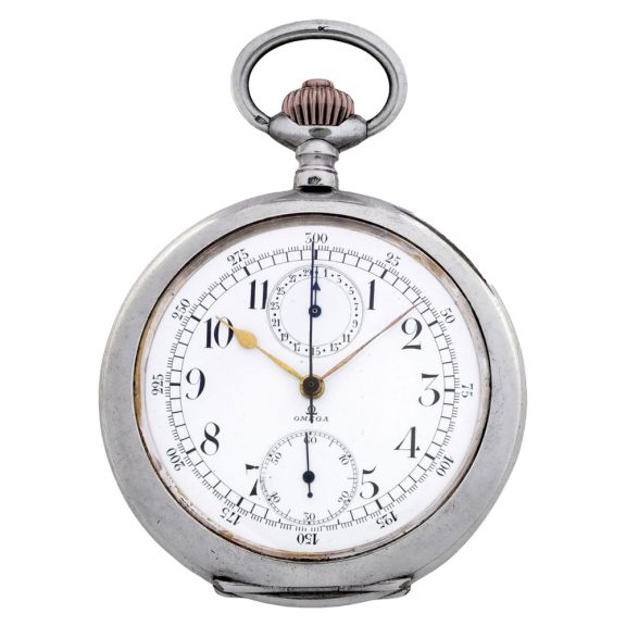 Swiss silver open faced military chronograph watch Circa 1909 Swiss silver open faced military chronograph watch Circa 1909
