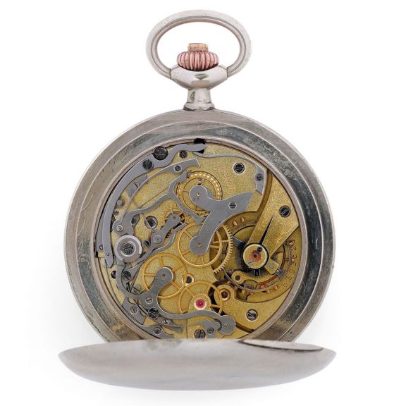Swiss nickelled silver doctor's chronograph watch Circa 1918 Swiss nickelled silver doctor's chronograph watch Circa 1918