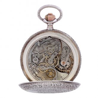 Swiss silver chased and engraved chronograph watch Circa 1907