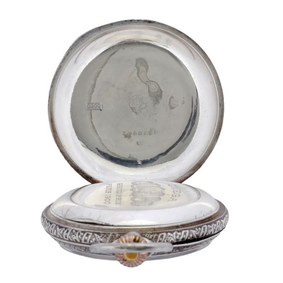 Swiss silver chased and engraved chronograph watch Circa 1907 Swiss silver chased and engraved chronograph watch Circa 1907