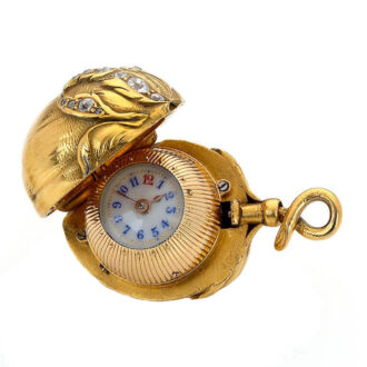 Swiss gold and diamond-set ball-form pendant watch Circa 1900