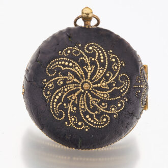 French gilt and leather verge with Egyptian pillars Circa 1690