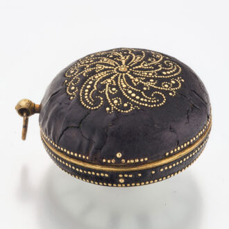 French gilt and leather verge with Egyptian pillars Circa 1690