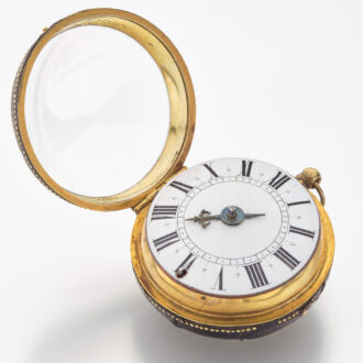 French gilt and leather verge with Egyptian pillars Circa 1690