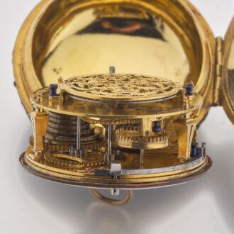 French gilt and leather verge with Egyptian pillars Circa 1690
