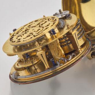 French gilt and leather verge with Egyptian pillars Circa 1690