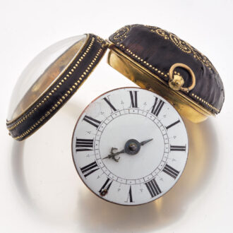 French gilt and leather verge with Egyptian pillars Circa 1690