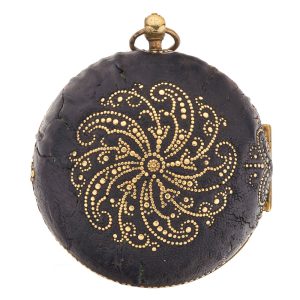 French gilt and leather verge with Egyptian pillars Circa 1690