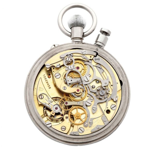 Swiss chromed steel pocket Olympic Chronograph Circa 1946 Swiss chromed steel pocket Olympic Chronograph Circa 1946