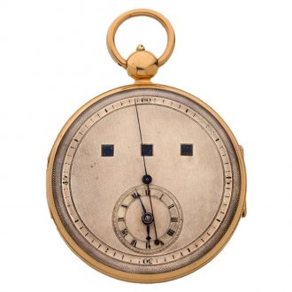 Gold verge pocket watch with apertures for playing dice Circa 1800 Gold verge pocket watch with apertures for playing dice Circa 1800