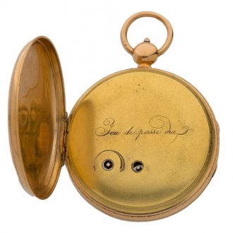 Gold verge pocket watch with apertures for playing dice Circa 1800 Gold verge pocket watch with apertures for playing dice Circa 1800