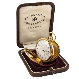 Swiss 18K gold hunting cased monogrammed pocket watch Circa 1920