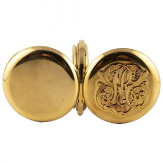 Swiss 18K gold hunting cased monogrammed pocket watch Circa 1920