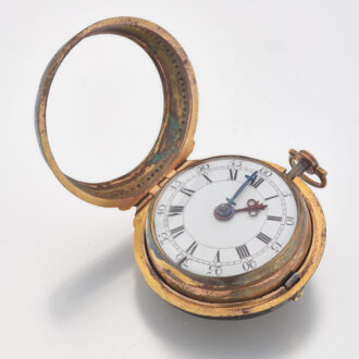 Early English gilt and leather covered verge Circa 1710