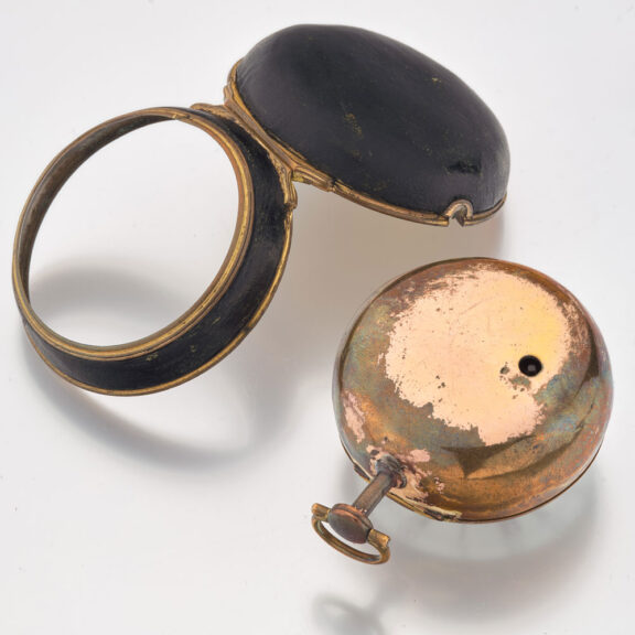 Early English gilt and leather covered verge Circa 1710 Early English gilt and leather covered verge Circa 1710