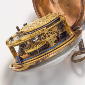 Early English gilt and leather covered verge Circa 1710