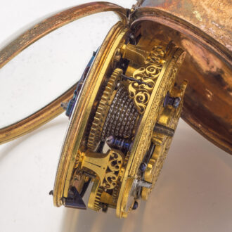 Early English gilt and leather covered verge Circa 1710