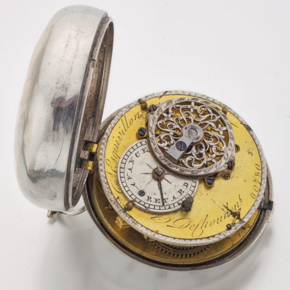French silver and enamel open faced verge watch Circa 1780 French silver and enamel open faced verge watch Circa 1780