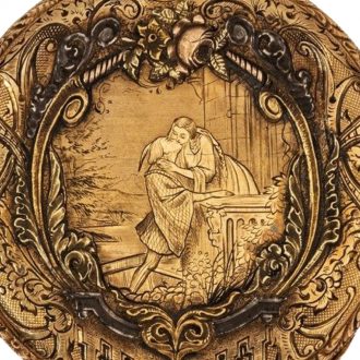 French fully decorated 18K gold hunting cased watch Circa 1850