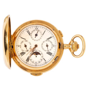 Large Swiss 18 carat gold complicated lever watch Circa 1900