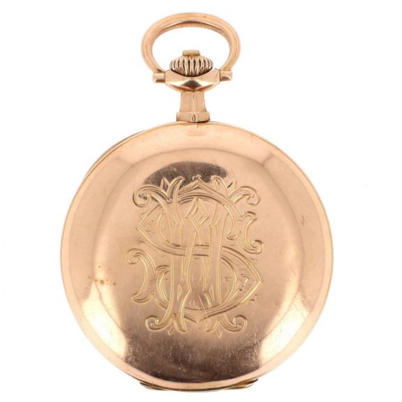 Swiss 14 carat gold hunting cased pocket watch Circa 1900 Swiss 14 carat gold hunting cased pocket watch Circa 1900