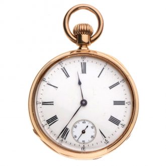 Swiss 18K gold open faced cylinder pocket watch Circa 1880 Swiss 18K gold open faced cylinder pocket watch Circa 1880