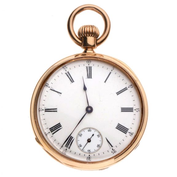 Swiss 18K gold open faced cylinder pocket watch Circa 1880 Swiss 18K gold open faced cylinder pocket watch Circa 1880