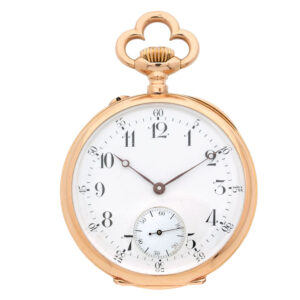 French 18 carat pink gold open faced lever pocket watch Circa 1900