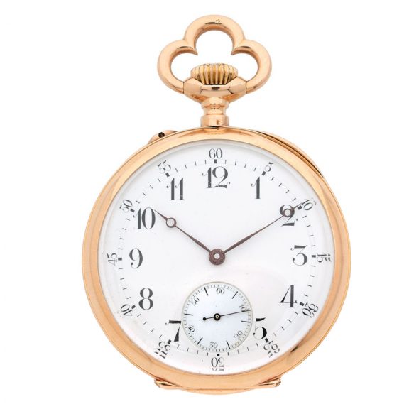 French 18 carat pink gold open faced lever pocket watch Circa 1900