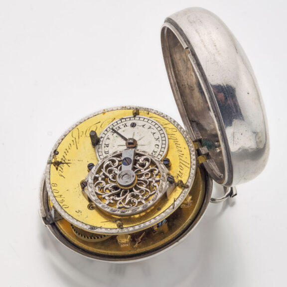 French silver and enamel open faced verge watch Circa 1780 French silver and enamel open faced verge watch Circa 1780