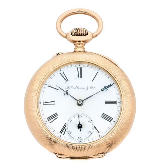 Swiss 14K pink gold open faced lever pocket watch Circa 1900