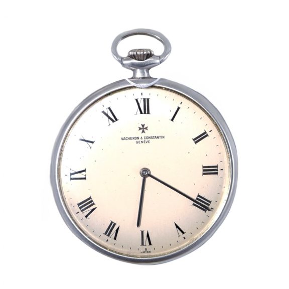 Swiss 18K white gold open faced lever pocket watch Circa 1979 Swiss 18K white gold open faced lever pocket watch Circa 1979