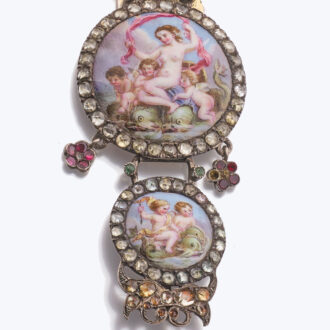 Fine French silver and enamel chatelaine Circa 1800-1840