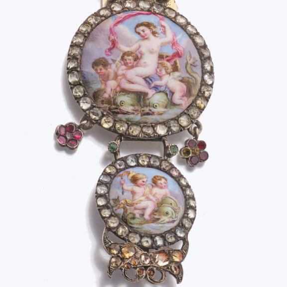 Fine French silver and enamel chatelaine Circa 1800-1840 Fine French silver and enamel chatelaine Circa 1800-1840