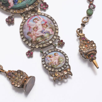 Fine French silver and enamel chatelaine Circa 1800-1840