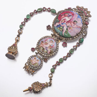 Fine French silver and enamel chatelaine Circa 1800-1840