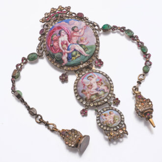 Fine French silver and enamel chatelaine Circa 1800-1840